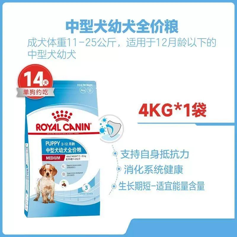 皇家中型犬幼犬全价专用狗粮MEJ32易消化4kg