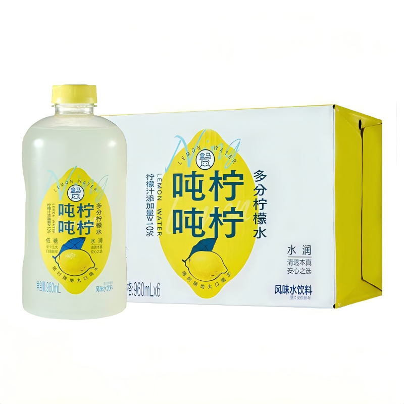 盒馬噸噸檸檸多分檸檬水960ml*6瓶夏日清爽飲料解膩飲品平行進口