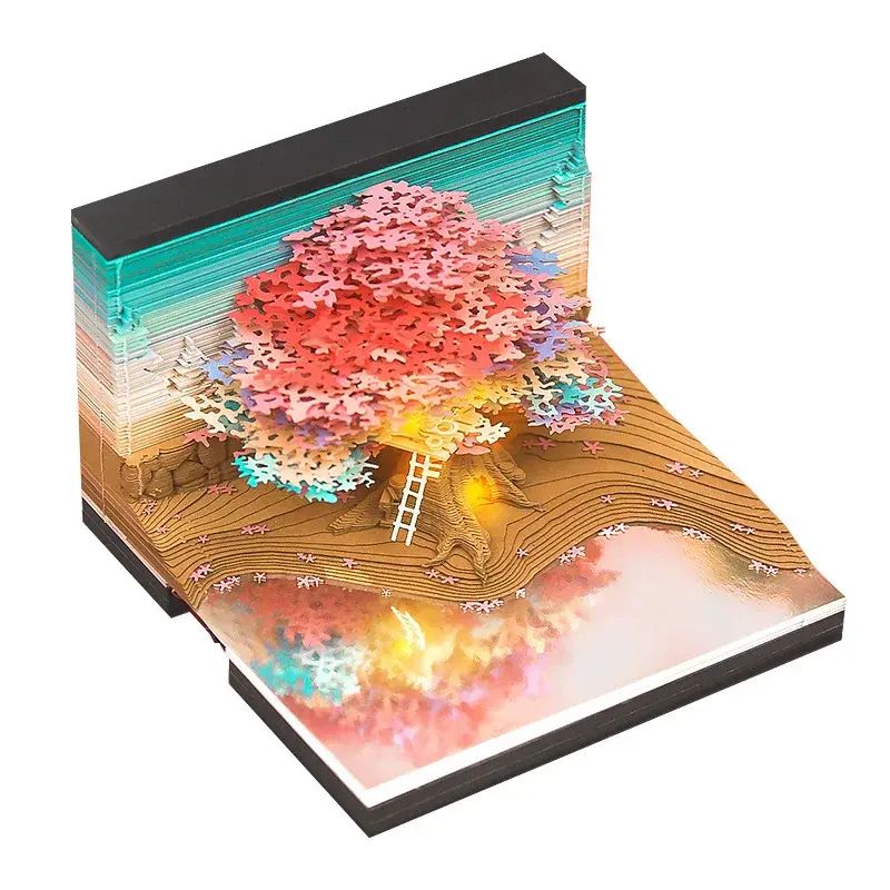 Three-dimensional note paper creative gift tree house 3D paper sculpture special-shaped model note 