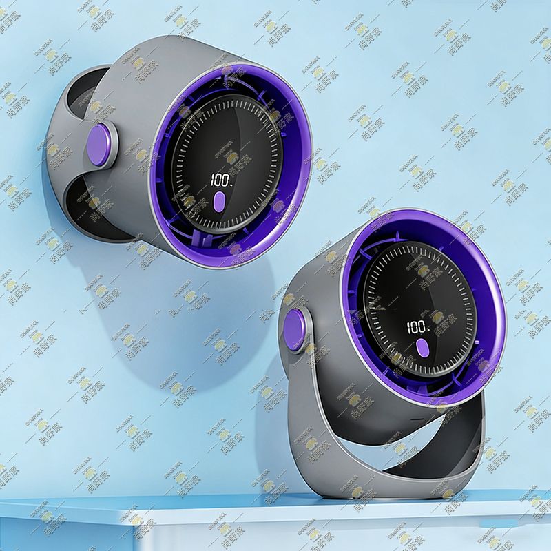 Multi functional desktop fan【wireless charging|100 speed infinite speed regulation】(gray) -HD1351-GR