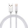 編織紋USB轉Type-C充電數據線 110根銅絲 線長:2米 3A輸出(顏色：銀色)