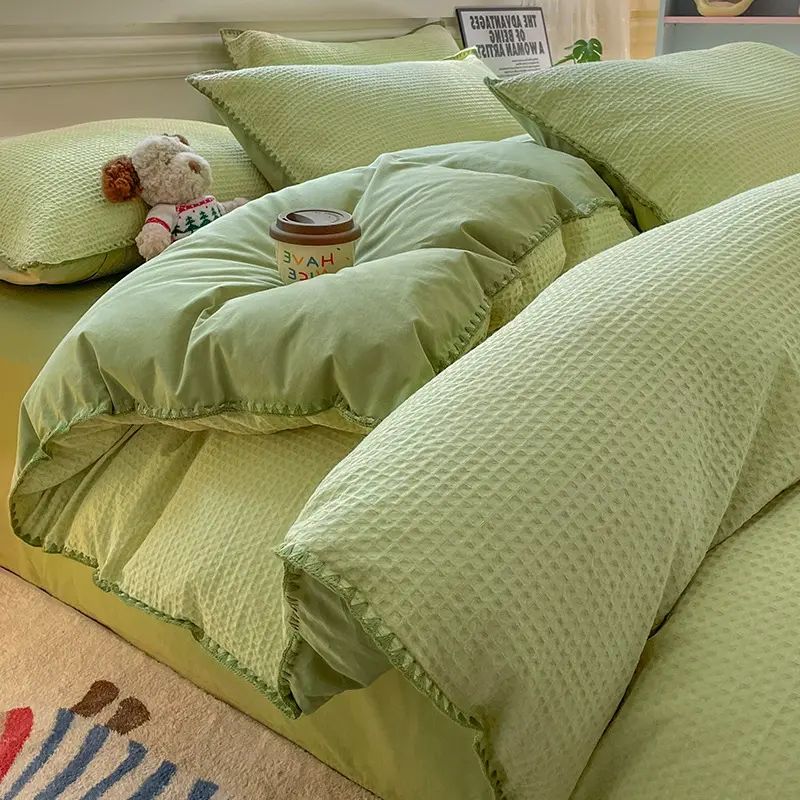 秋冬季全棉华夫格床上新款纯棉被套|床单|床品床笠（平行进口）