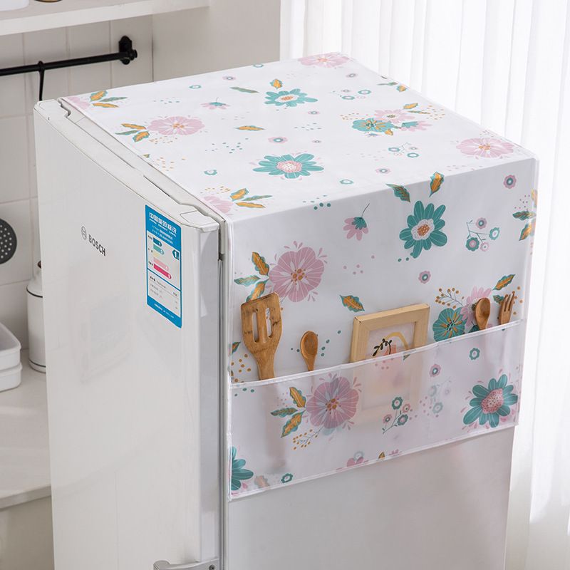 Refrigerator Dust Cover Storage Bag (Flowers)Washing Machine Waterproof Hanging Bag Cover Cloth