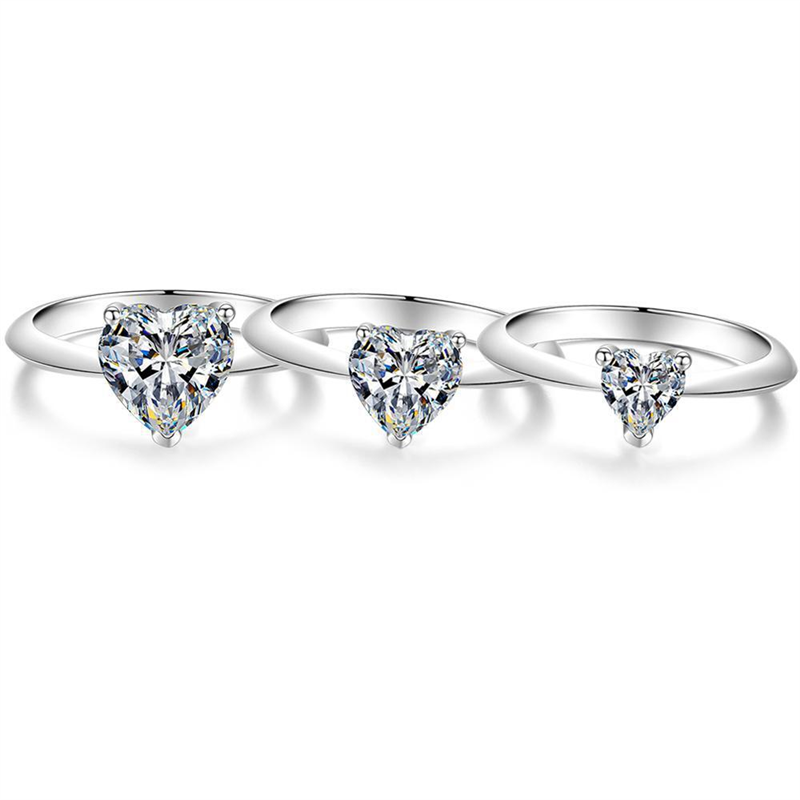 1Ct Heart Moissanite S925 Silver Ring