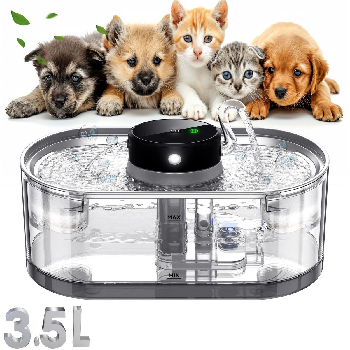 Wireless long-lasting smart silent induction stainless steel pet water dispenser set