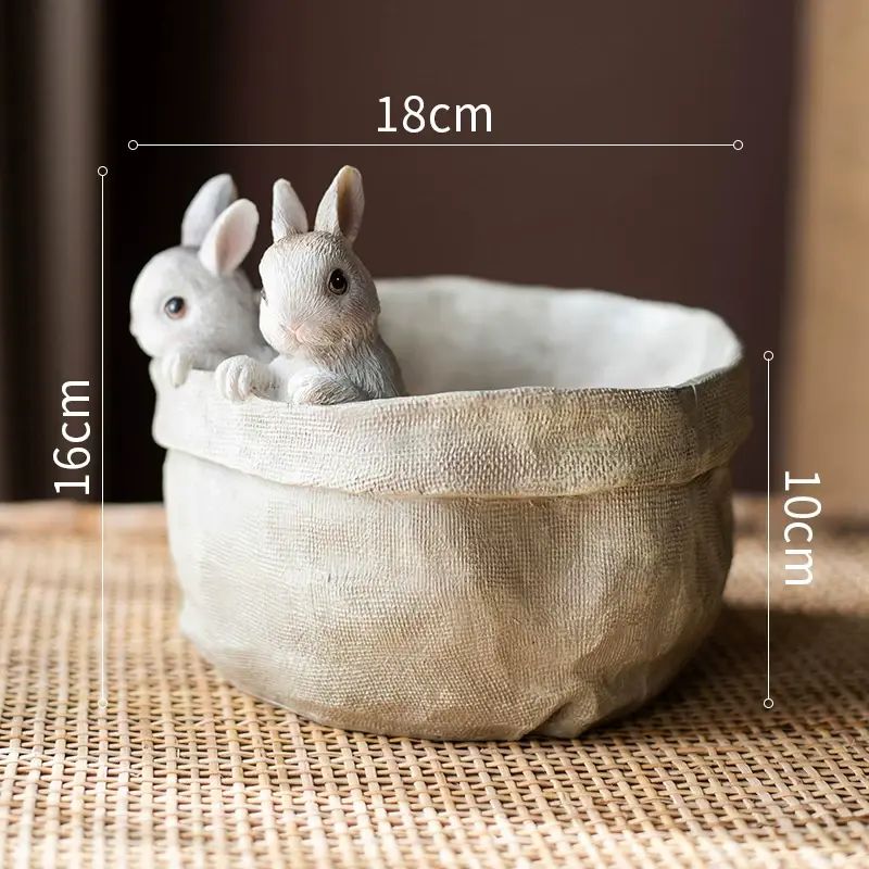 掬涵庭院陽臺兔子花器多肉滿天星銅錢草種植創意治癒輕奢花盆擺件