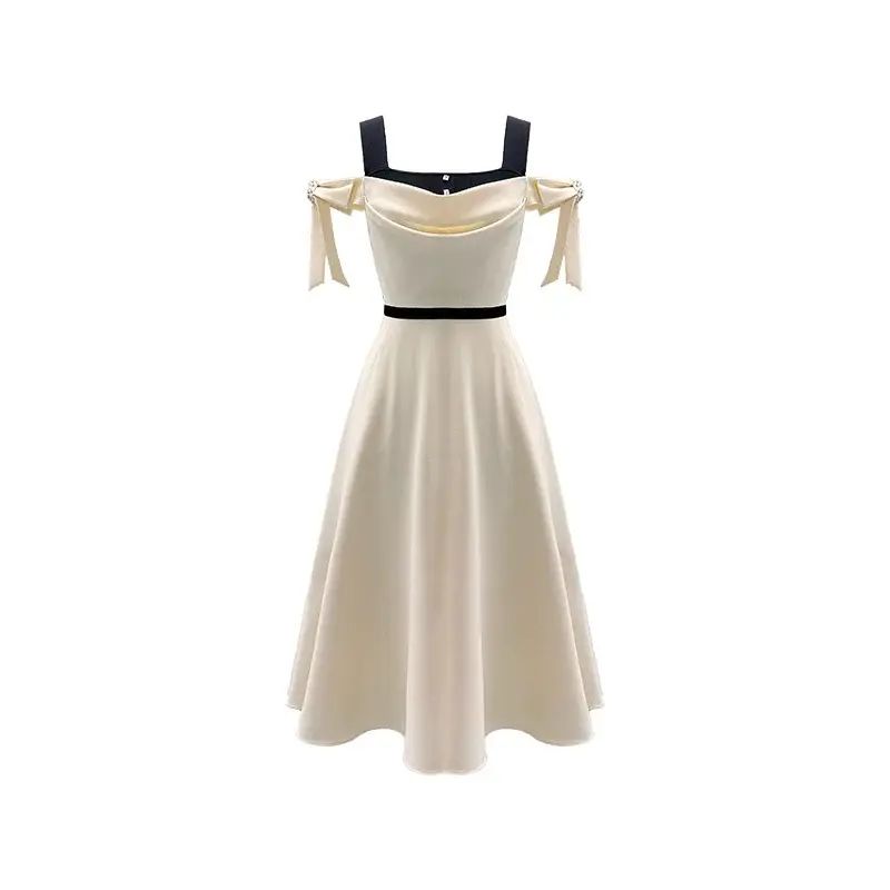 CHICHY French style elegant dress with straps  women s summer 2026 new arrival white princess s N d