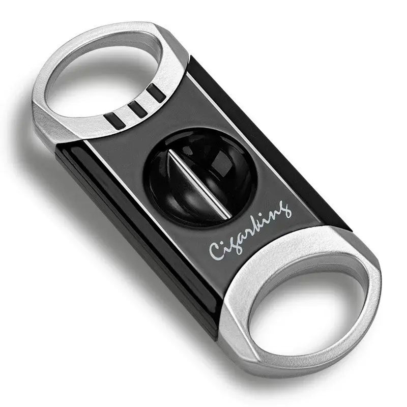 Qielong Cigar Cutter Sharp Smooth Ski Cigar Automatic Ring Pull V-shaped Scissors