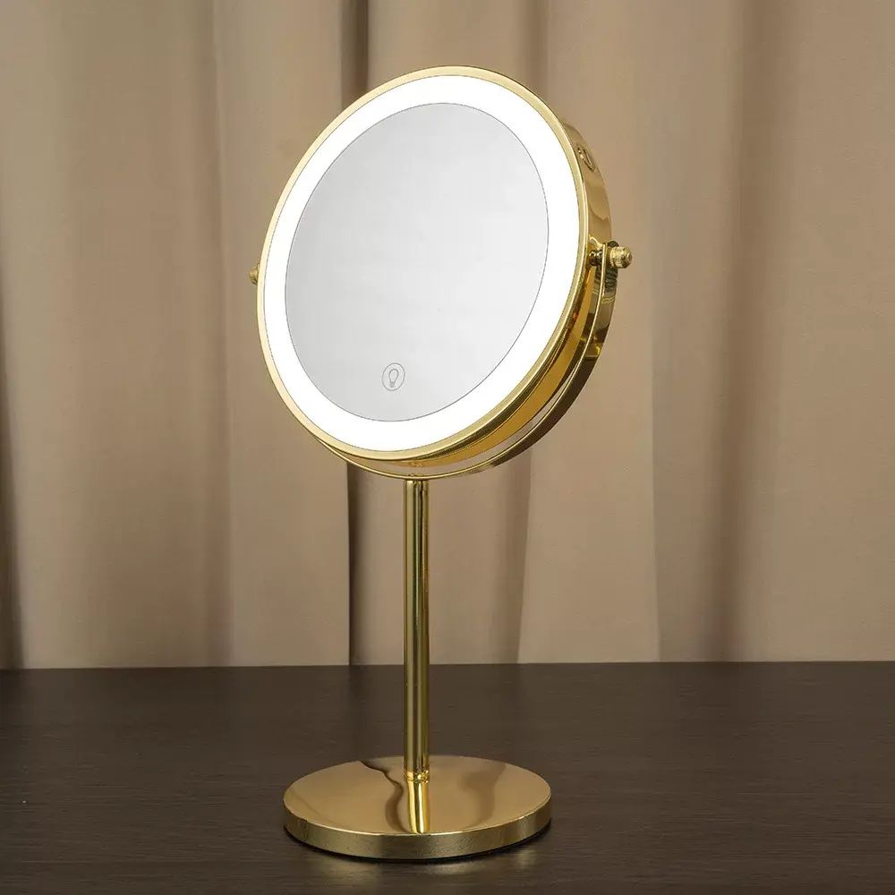 led带灯梳妆ins风学生宿舍美妆放大镜子台式桌化妆品可充电化妆镜