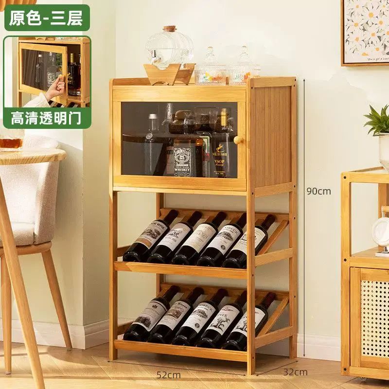 MJ紅酒架子置物架家用小酒櫃酒格子吧檯展示架放酒裝飾簡易實木靠