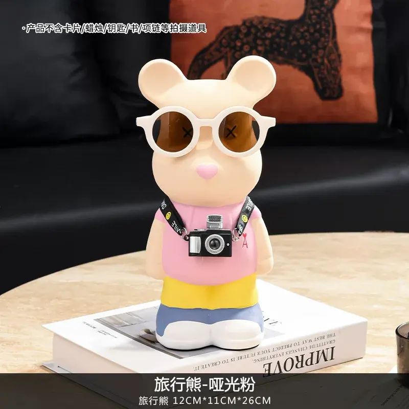 暴力熊客厅电视柜轻奢高档陶瓷酒柜装饰品摆件家居卡通储蓄罐