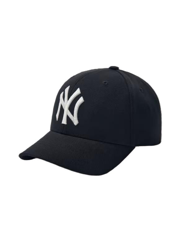 韓國MLB帽 大標白色字母NY男女同款黑色棒球帽子3ACP0802N-50BKS（99986）（平行進口）