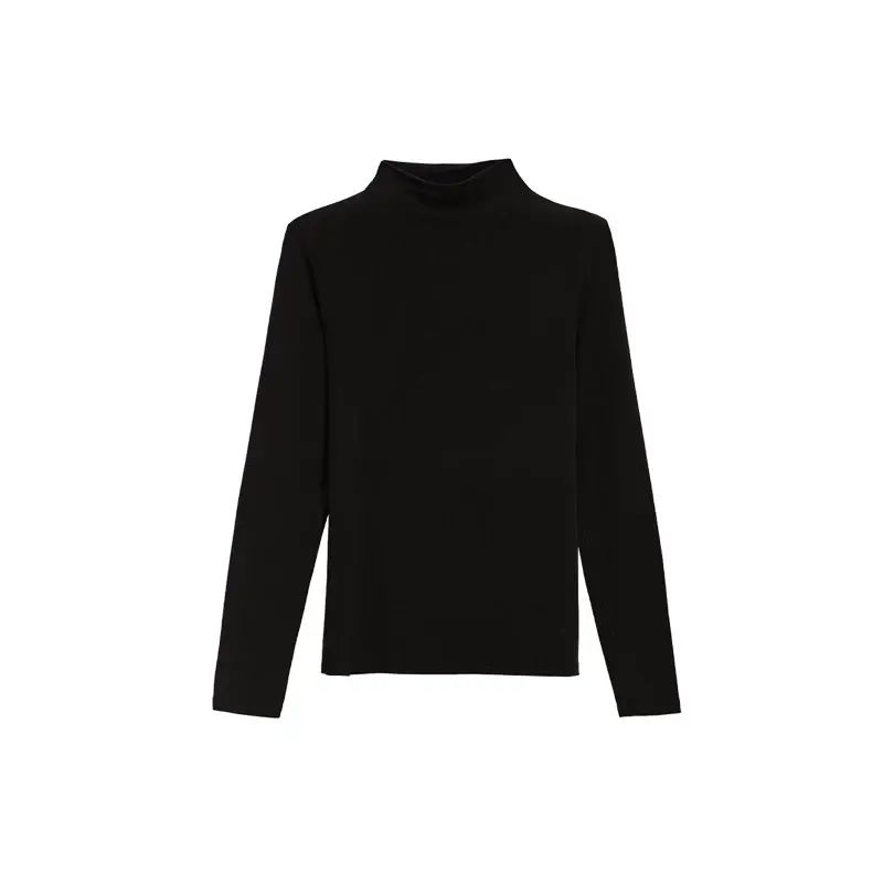 Li Wen's Ubras muscle bottom with Tencel wool and Maillard styling-Small turtleneck in black paint S