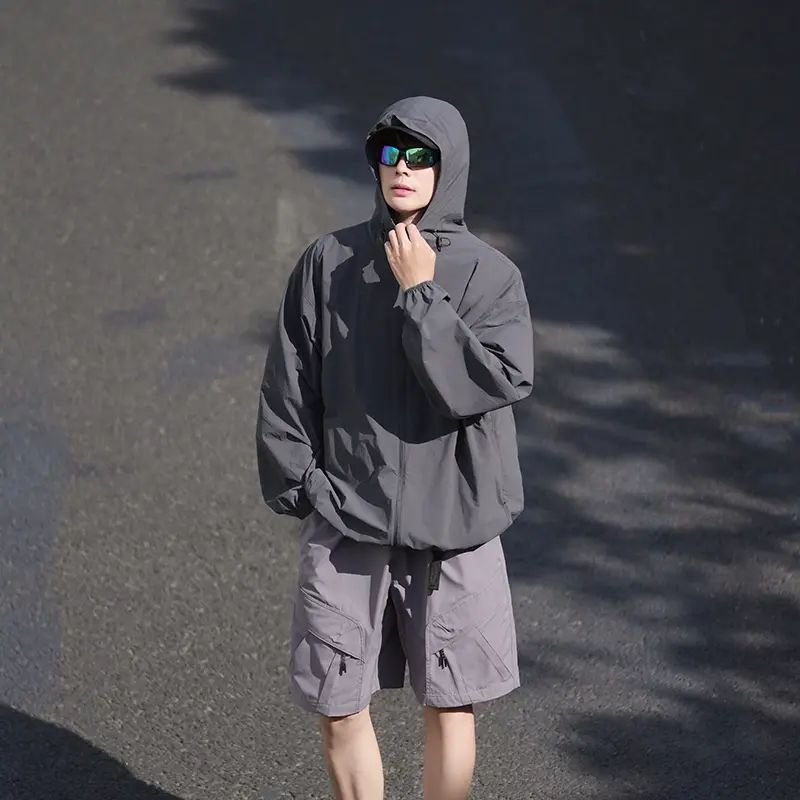 夏季男款夹克神衣防晒衣户外通勤徒步防风透气连帽机能薄款防晒服