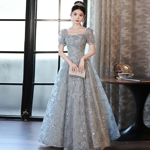 Banquet Evening Dresses Dresses for Women High-end Luxury Niche Day Adult  Fugitive Princess French | Color : Grey | Size : XS | HKTVmall The Largest  HK Shopping Platform
