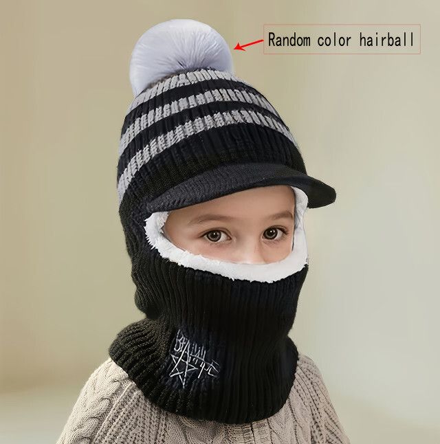 冬季保暖護耳帽加厚針織帽連面罩2-5歲【下單後聯絡客服確認顏色】
