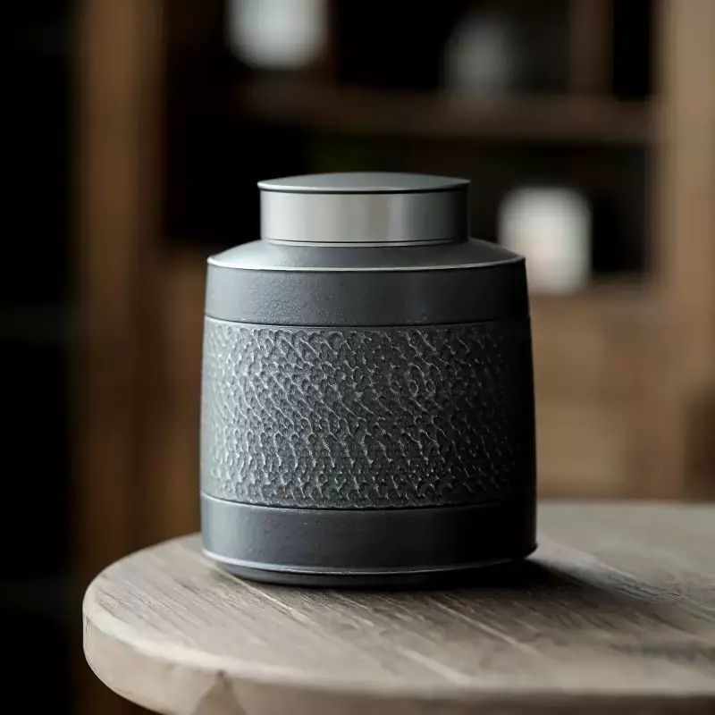 黑玄茶葉罐陶瓷密封罐過濾分離茶杯個人杯存儲罐儲茶罐普洱茶罐