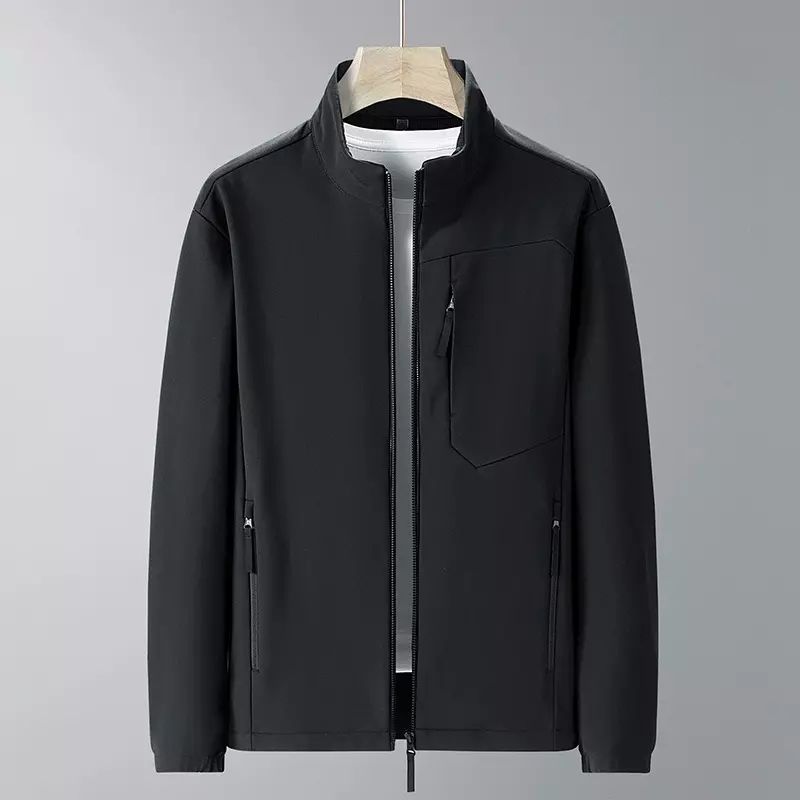 中青年男士户外软壳衣春秋款透湿透气休闲立领上衣爸爸装夹克外套