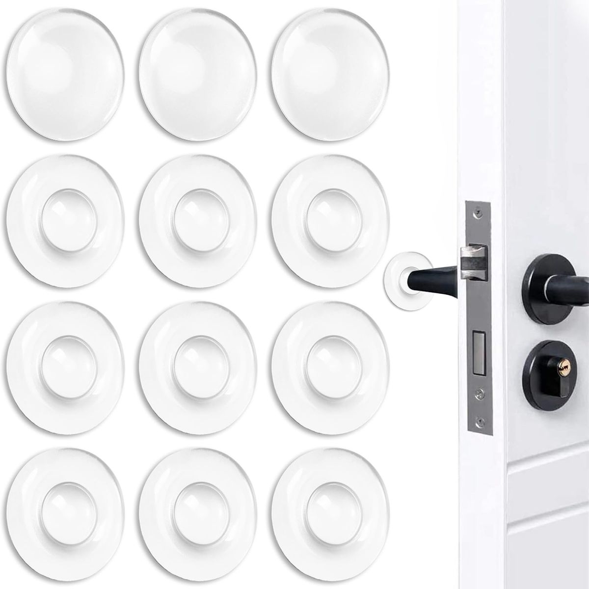 Silicone Wall Protector, 12 Pieces Door Wall Protector Stoppers, Self-Adhesive for Reusable Adhesive