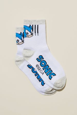 Cotton On Kids - Sonic Single Pack Lcn Crew Sock - Lcn son white/sonic