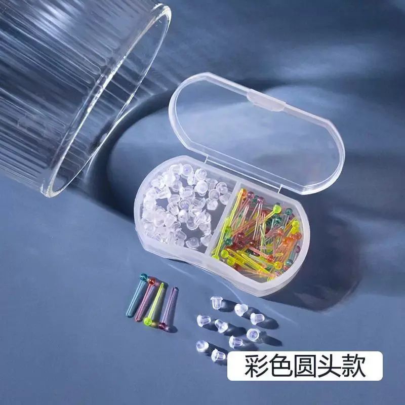 樹脂耳釘女透明隱形耳棒養耳洞耳骨釘防堵耳針洗睡免摘學生耳飾品