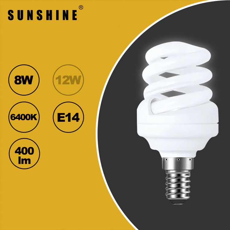 CFL Spiral Bulb - 8W / E14 / Daylight 6400K #Energy Saving Lamp (S16A8E14D)