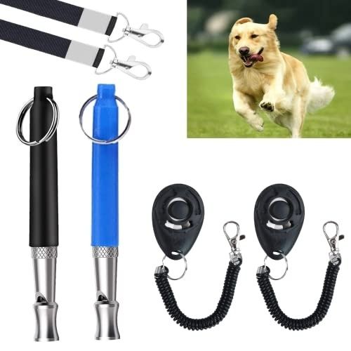 AntSay 狗哨子，2 個專業狗訓練哨子和 2 個狗響片，用於威懾寵物訓練，專業寵物訓練設備