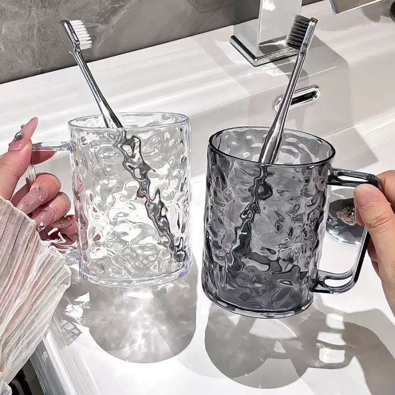 冰川纹漱口杯儿童刷牙杯情侣牙刷杯轻奢透明杯子宝宝牙杯洗漱杯