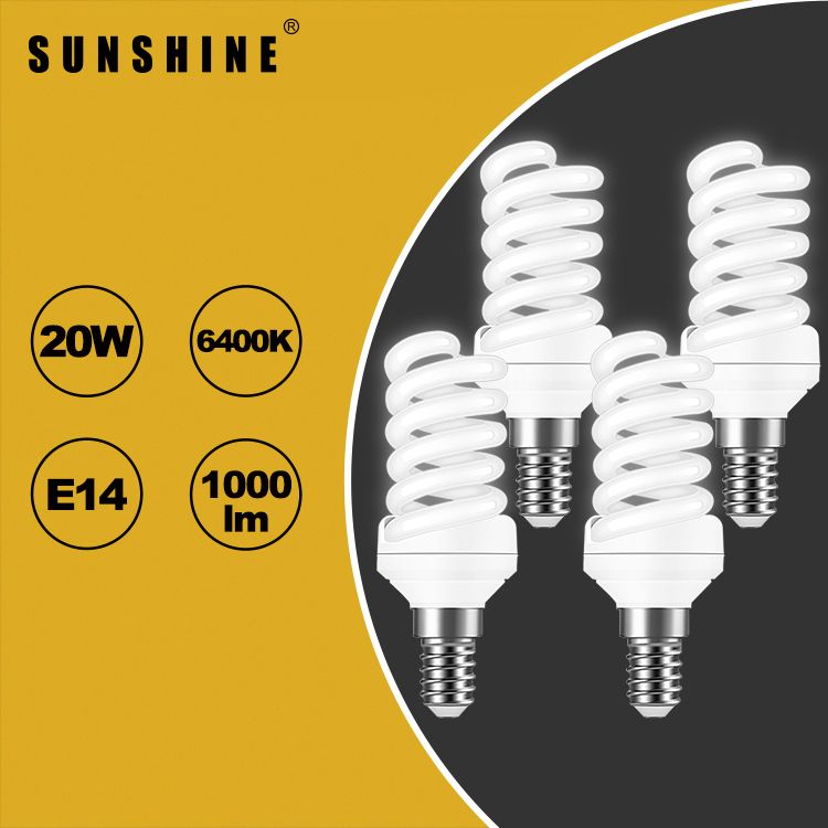 CFL Spiral Bulb - 20W / E14 / Daylight 6400K [4pcs value pack] #Energy Saving Lamp (S20E14D-S)