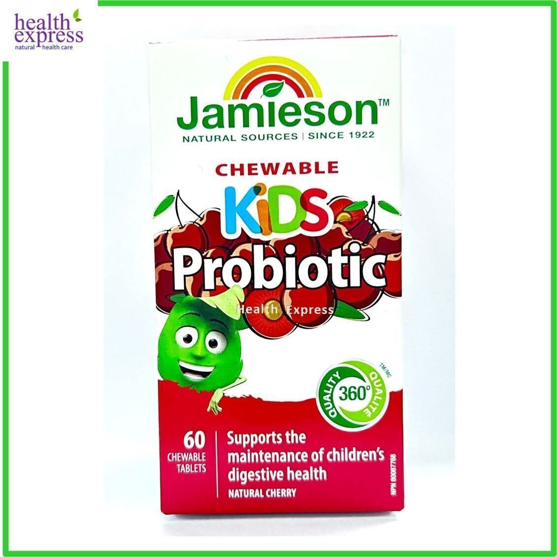 [贈品]兒童天然益生菌 50 億 咀嚼片 (野櫻桃味) 60 粒(包裝隨機提供)[平行進口] 此日期前最佳:2026年03月31日 腸道健康助消化平衡免疫力