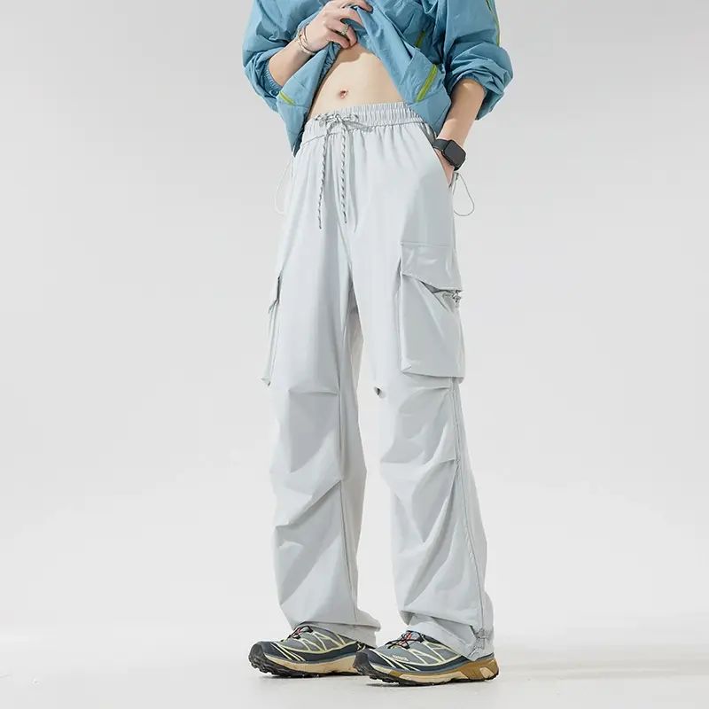 男士阔腿工装裤休闲裤伞兵裤美式薄款速干男生