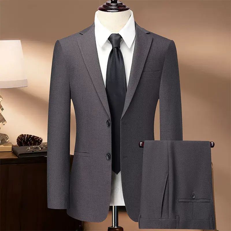 1含羊毛套裝西服男影樓套裝西裝韓版職業正裝西服結婚禮服套西伴