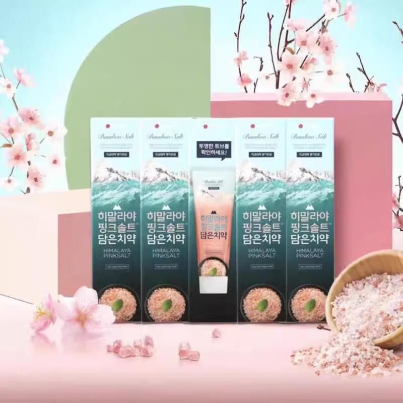 Bamboo Salt 竹鹽喜馬拉雅山鹽粉牙膏 160g*5  冰清薄荷清新口氣 礦物質 豐富泡沫 口腔護理【平行進口】
