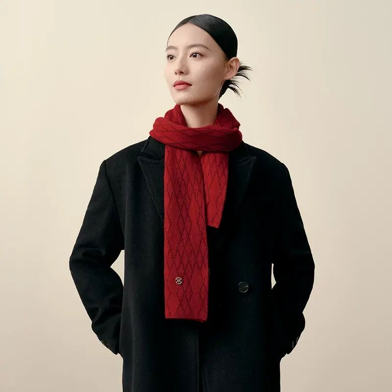 萬事利秋冬新款綿羊毛圍巾女冬季披肩穿搭小圍巾外搭圍脖情侶禮盒
