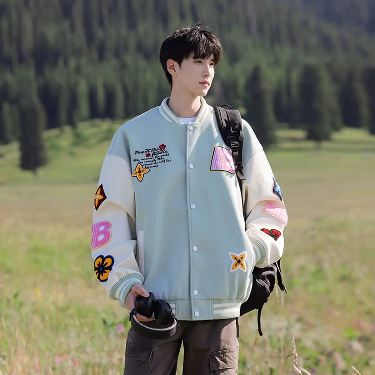 秋季棒球服夹克外套美式飞行刺绣长袖