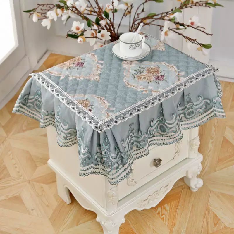 Europeanstyle quilted bedside table cover cloth lace nonslip universal cover bedside t