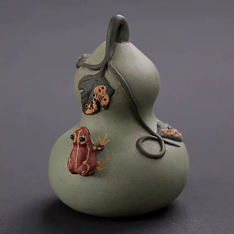紫砂葫蘆西瓜青蛙噴水可養茶寵手工小擺件茶盤茶道配件茶玩