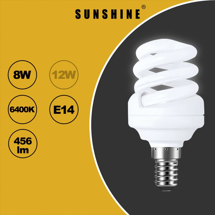 慳電膽(螺旋型燈膽) - 8W / E14細螺頭 / 白光6400K #慳電燈膽 (S16A8E14D)
