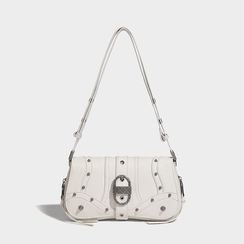 New vintage chain rivet crescent bag trendy hot girl armpit bag luxury niche personality shoulder