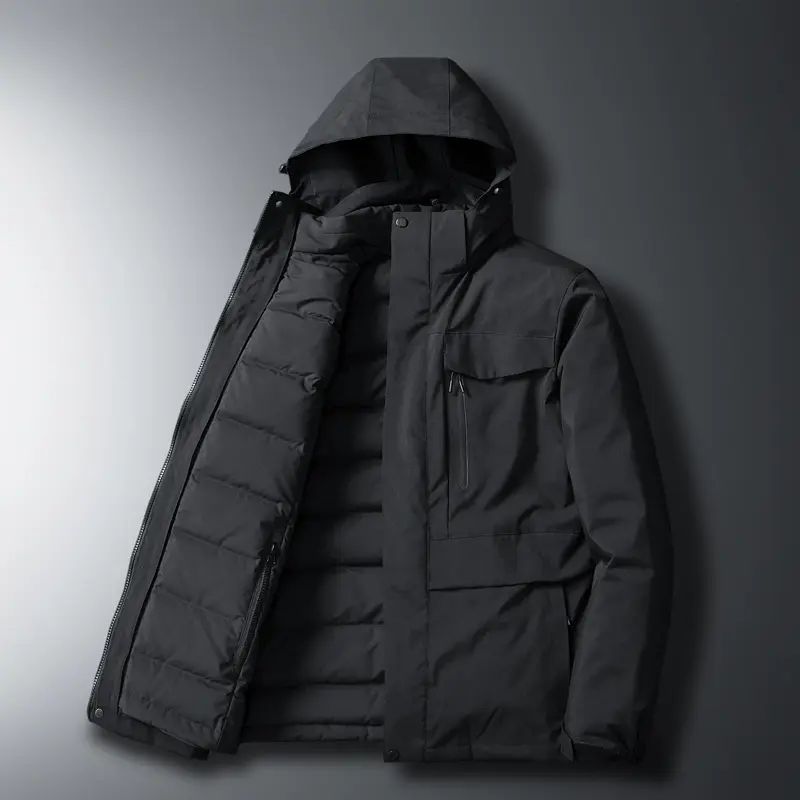 旦宾羽绒服男短款冬季加厚保暖中老年人爸爸三合一冲锋衣男士外套