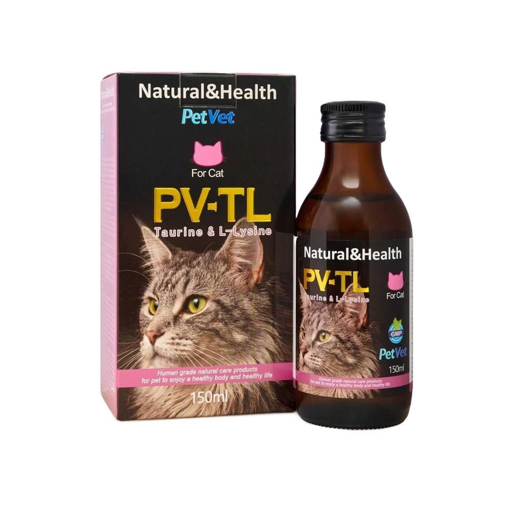 【貓皰疹之選】PV-TL #040410 牛磺酸及 L-賴氨酸 Taurine & L-Lysine 150ml + 隨機PetVet試用裝 30ml (香港行貨) 貓專用