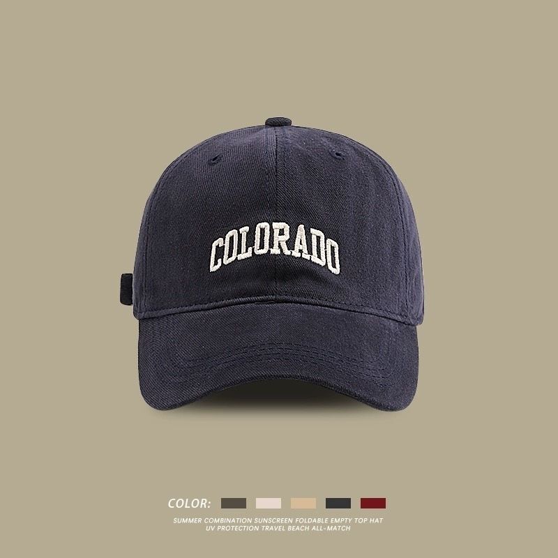 Y116 【藍色】美式棒球帽 鴨舌帽 顯臉小棒球帽 大帽圍棒球帽 遮陽帽 瘦臉鴨舌帽 刺繡棒球帽