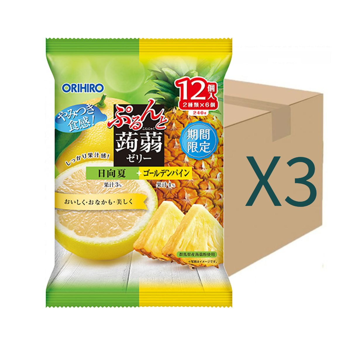 Orihiro Jelly Jiggly Konjac Jelly Hinata Natsu + Golden Pineapple x 3 (Best Before 01/26)
