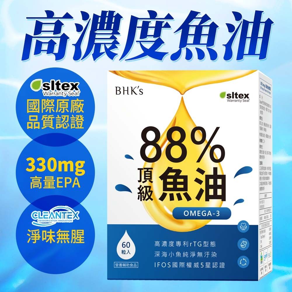 88% Omega-3 頂級魚油 軟膠囊 (60粒/盒)