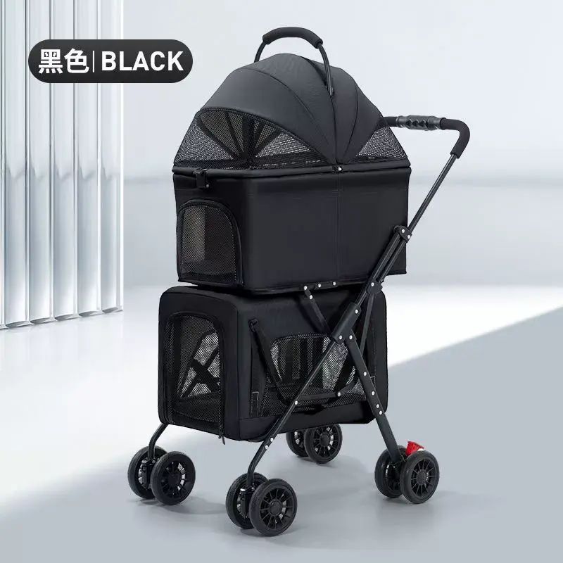 雙層寵物推車狗狗貓咪泰迪嬰手推車外出寵物車輕便可折疊戶外出行