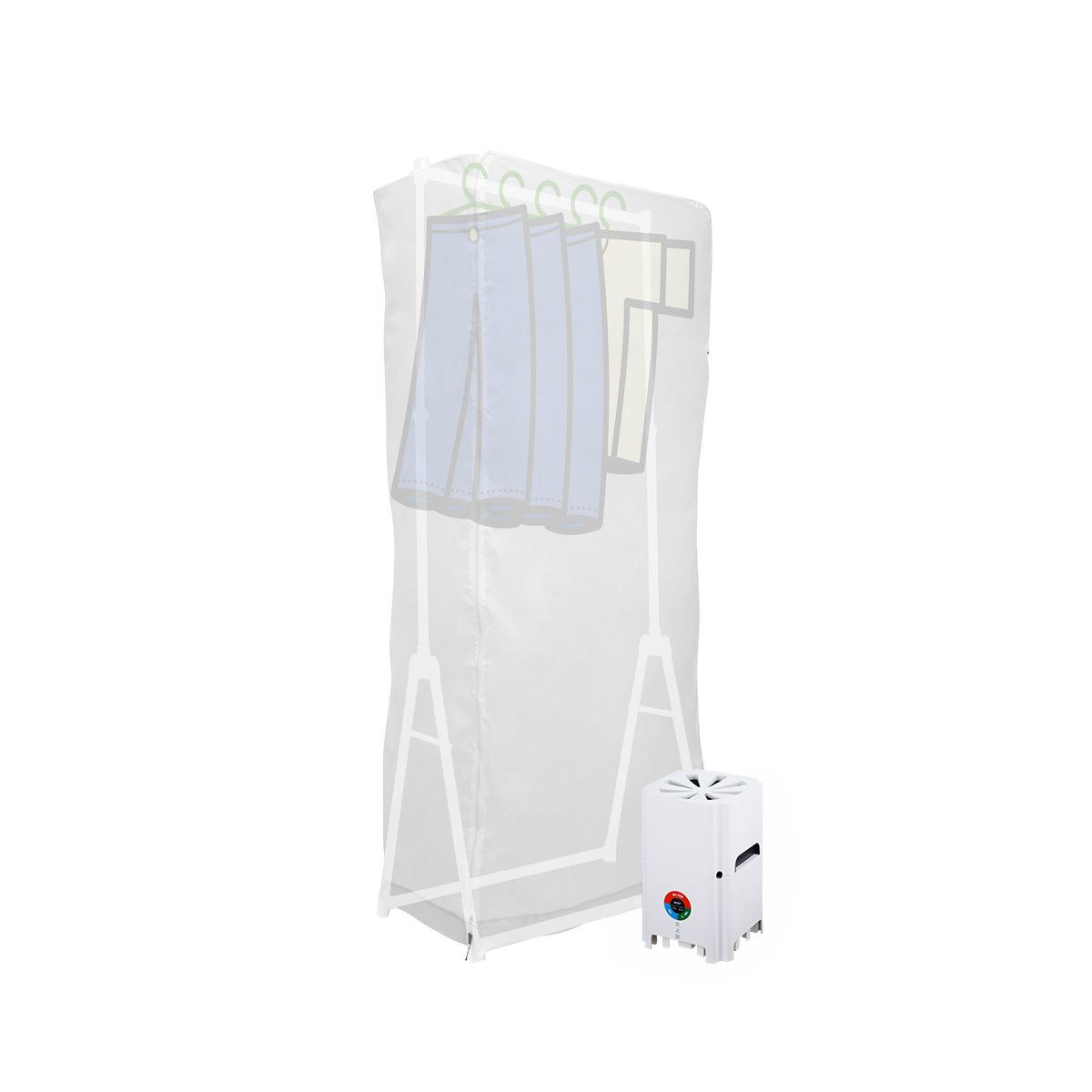 升降型窗台晾曬架 113CM-161CM(產品型號:7723)套裝(連乾衣袋及和風機)