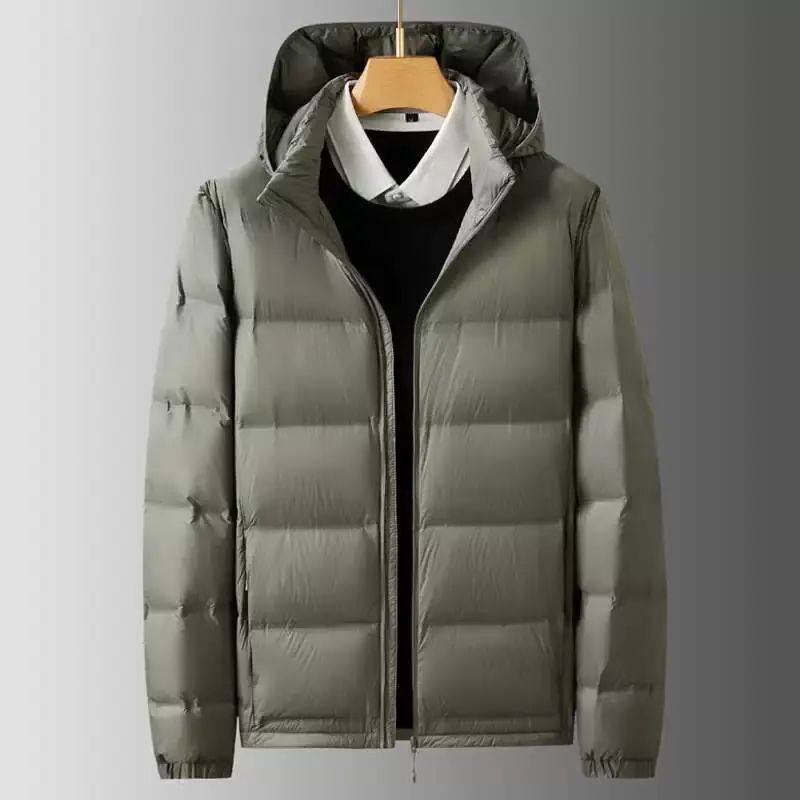 冬季新款男士羽绒服短款连帽加厚保暖中老人年爸爸冬装外套