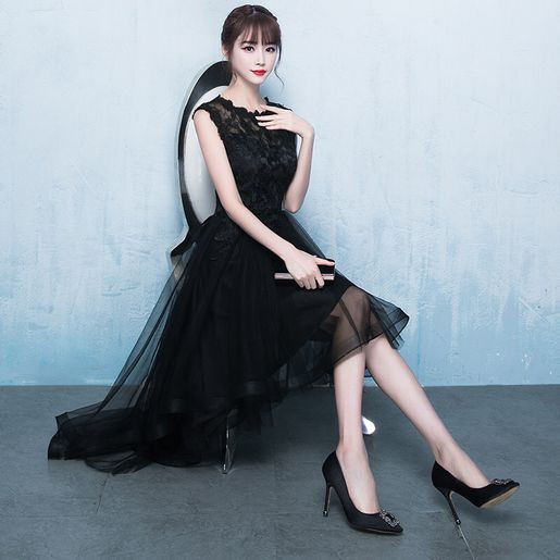 Evening Dress Women's Front Short Back Long Banquet Dress Party Slim Black  Small Dress Dress Short | Color : Black | Size : XS | HKTVmall The Largest  HK Shopping Platform