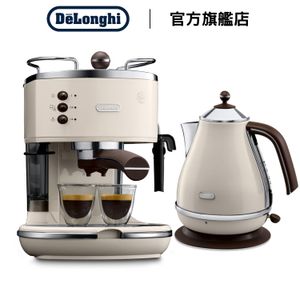 【套裝優惠】意式早餐復古系列 半自動咖啡機ECOV311.BG + 電水壺KBOV2001.BG(優雅白) 