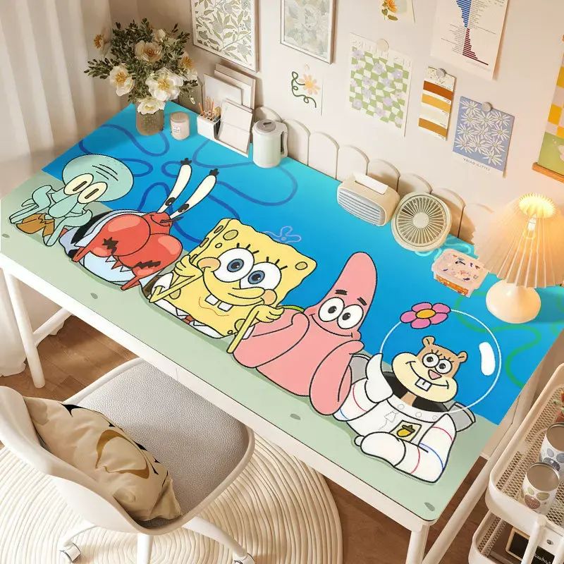 可愛海綿寶寶pvc皮革桌墊可擦免打理防水桌布學生兒童護眼書桌墊